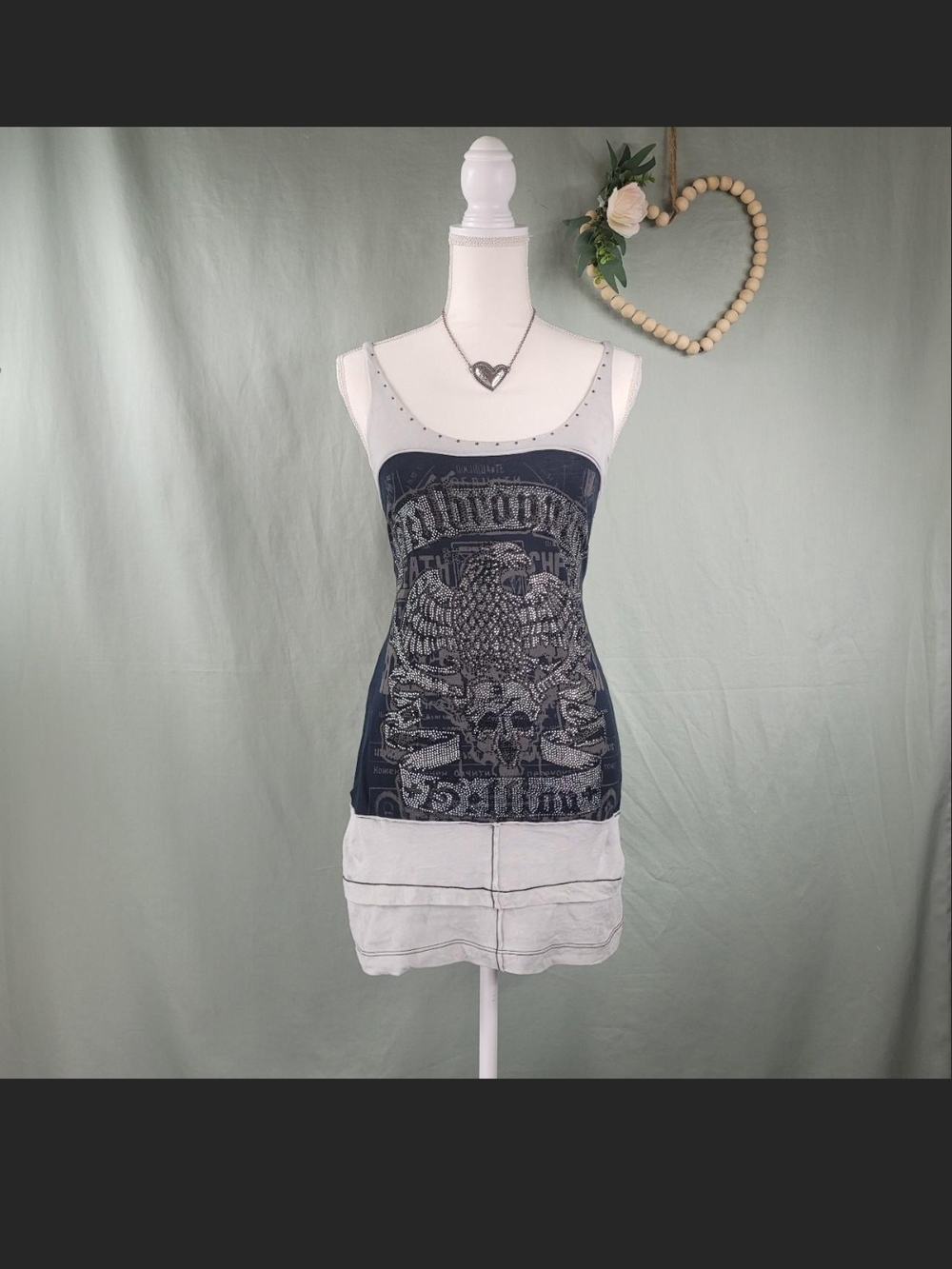 Salvage Rhinestone Lace-Up Back Dress. M